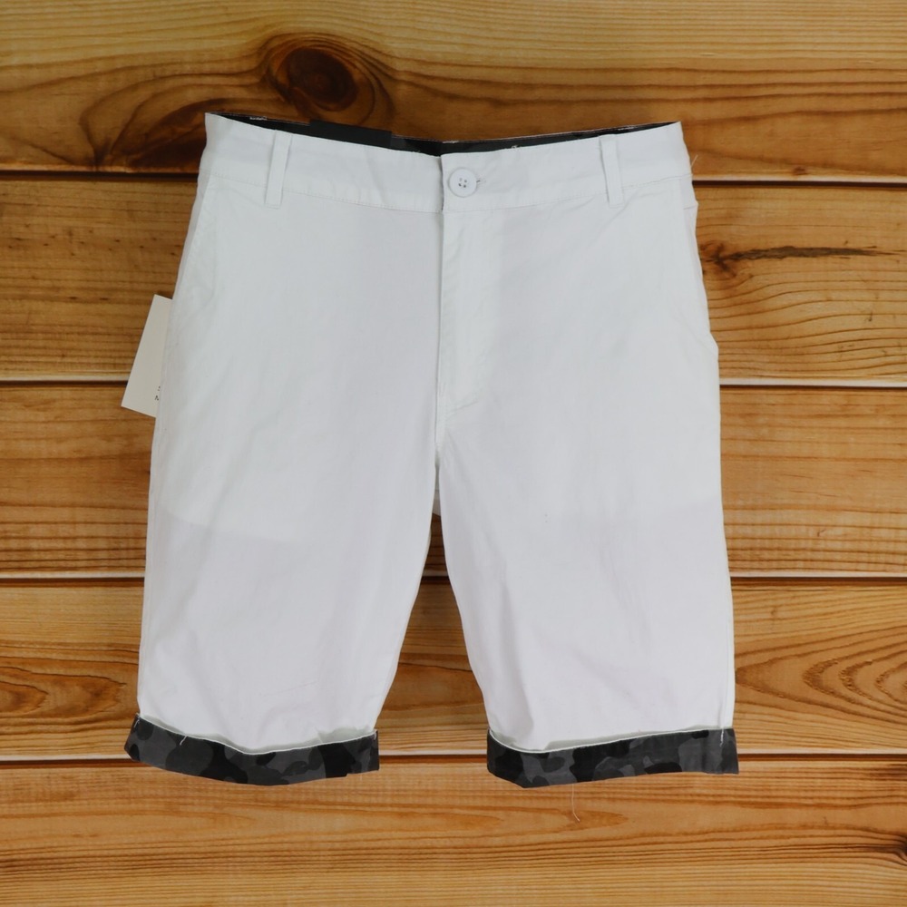 Reset‎ Shorts Mens Size 32 White Cotton Chinos Pockets Flat Front Cuffed NWT $62
